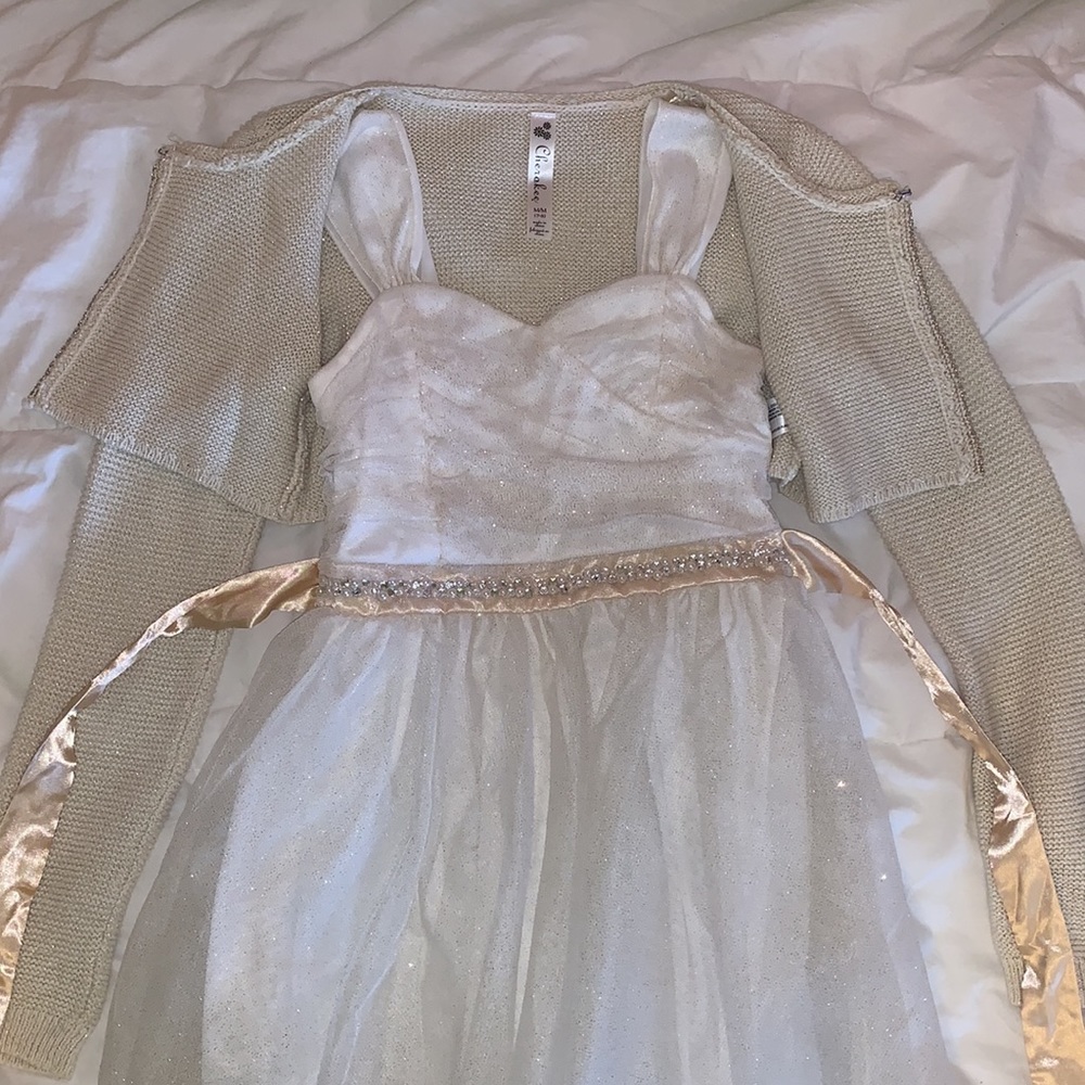 children’s white/gold/champagne formal dress